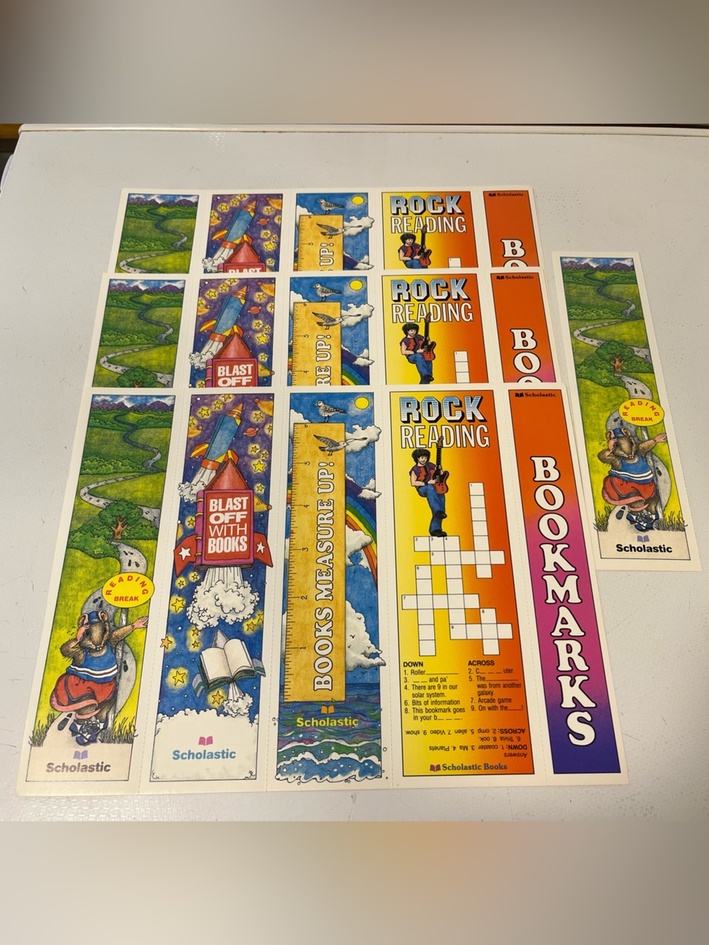 Vintage Scholastic Book Marks Pack of Three Sheets Plus One (School Supplies)